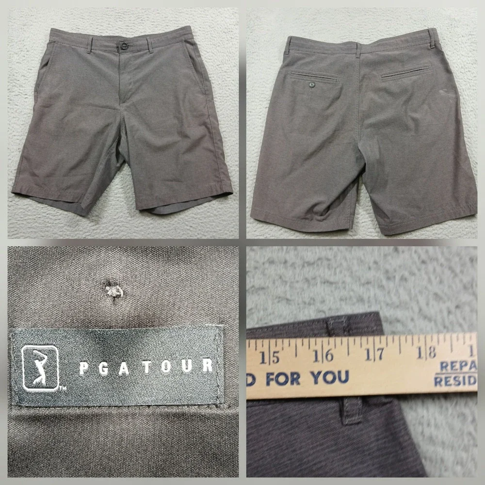 PGA Tour Men's Golf Shorts Size 34‎ Grey Heathered Performance Active EUC